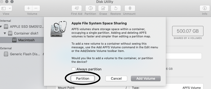 ive dowloaded microsoft office for mac, partition